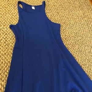Navy blue mid-length cotton dress